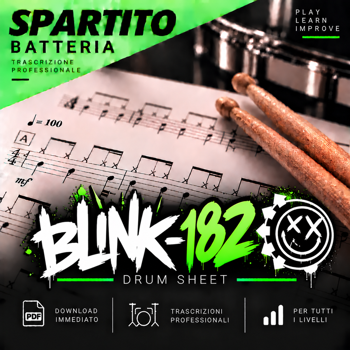Blink 182 - Down (drum sheet music)