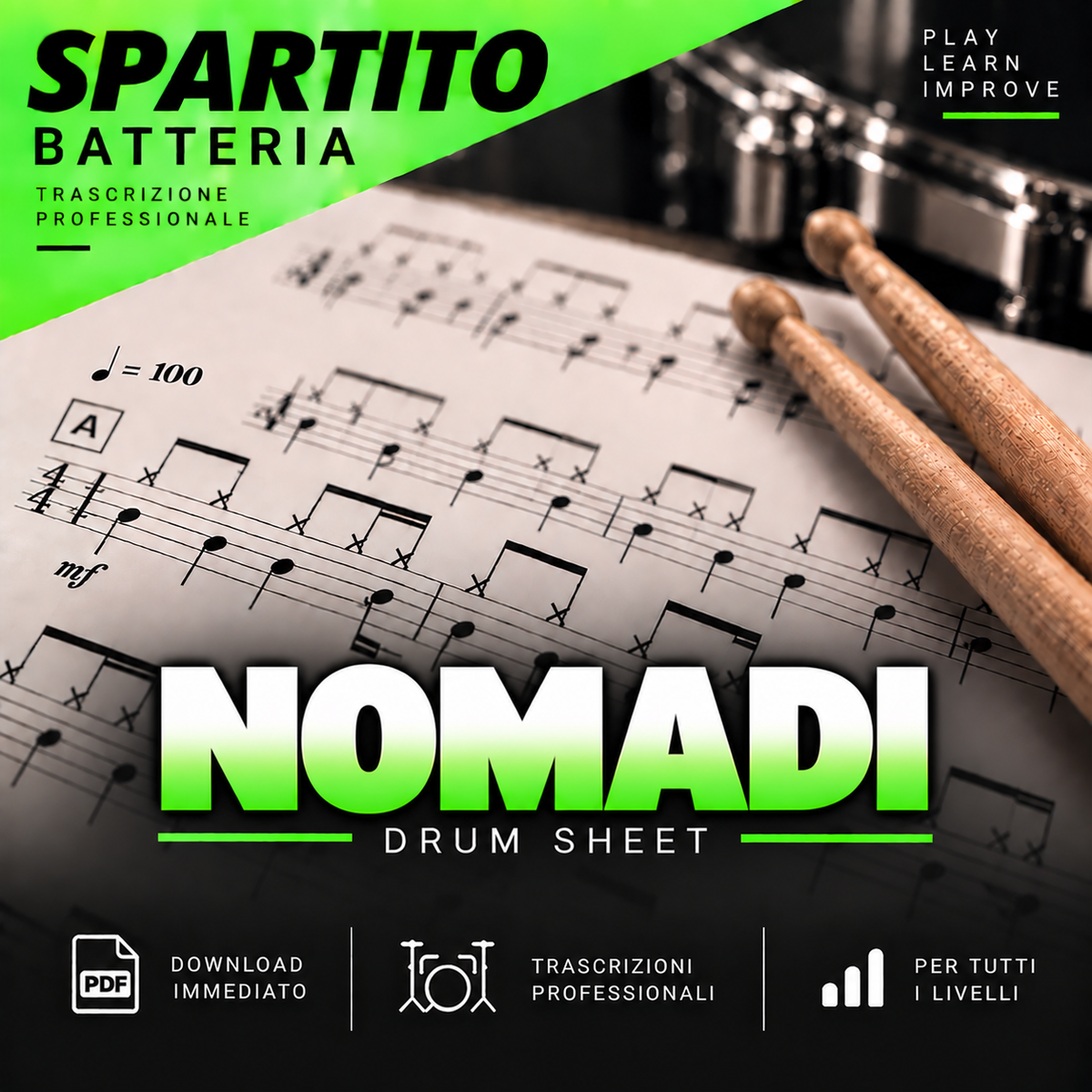 Nomadi - La mia terra (drum sheet music)
