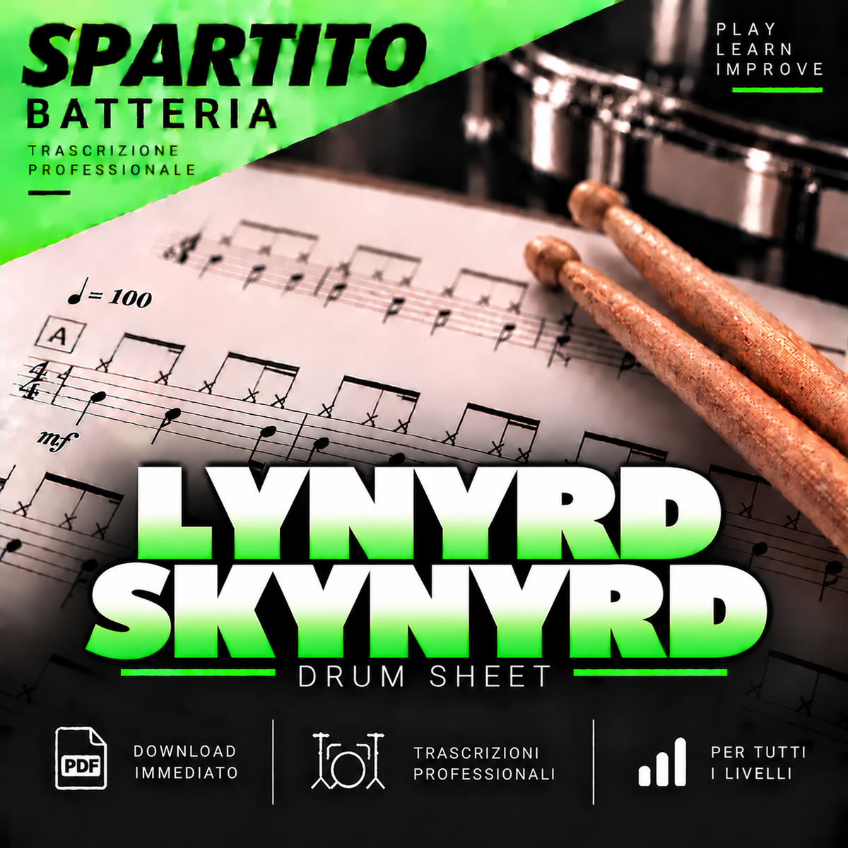 Lynyrd Skynyrd - The needle and the spoon (drum sheet music)